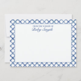Blaue Aquarell-Gitter-Kinderzimmerkarte Dankeskarte