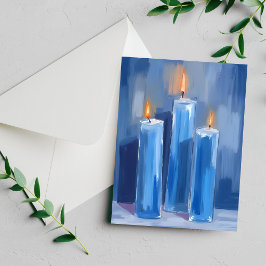 Blaue Aquarell-Hanukka-Kerzen Feiertagskarte
