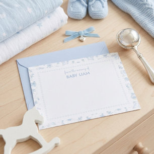 Blaue Aquarell-Hasen-Babyzimmer-Notizkarte Einladung