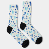 Blaue Aquarell-Herzen & Goldstaub Socken (Rechts)
