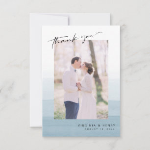 Blaue Aquarell-Hochzeit Dankeskarte