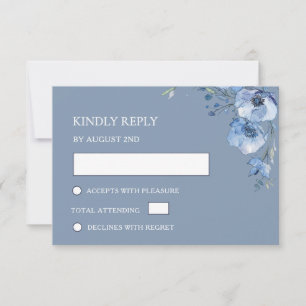 Blaue Aquarell-Hochzeit RSVP Karte