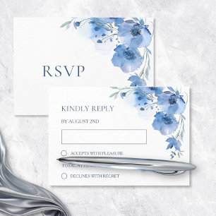 Blaue Aquarell-Hochzeit RSVP Karte