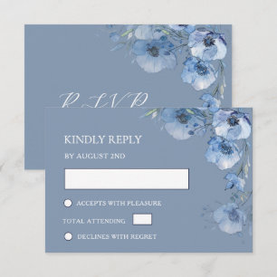 Blaue Aquarell-Hochzeits-RSVP-Karte RSVP Karte
