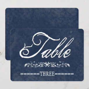 Blaue Aquarell-Hochzeitstischnummern Einladung