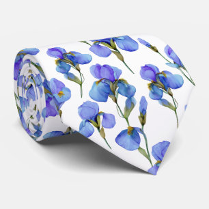 Blaue Aquarell-Iris-Blumenmuster Krawatte