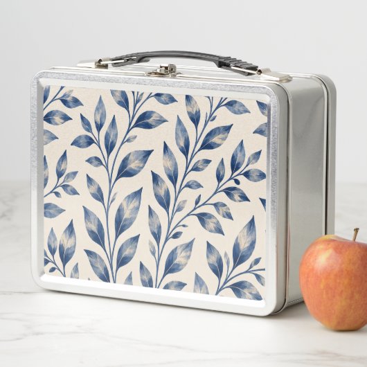 Blaue Aquarell-Laub-Lunchbox Metall Brotdose (Beispiel)