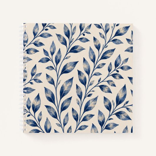 Blaue Aquarell-Laub-Notebook Notizblock (Vorderseite)