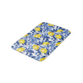 Blaue Aquarell-Lemonen-Muster Badematte (Schrägansicht)