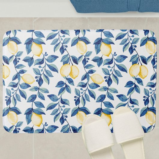 Blaue Aquarell-Limette Badematte