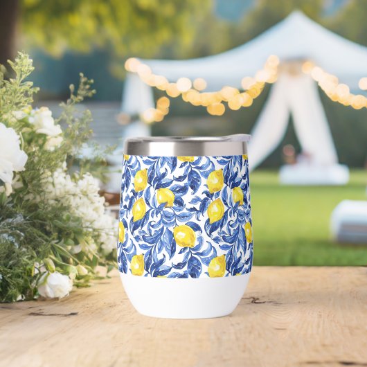 Blaue Aquarell-Limonen-Muster (Hochzeit)
