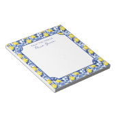 Blaue Aquarell-Limonen-Muster-Monogramm-Name Notizblock (angewinkelt)