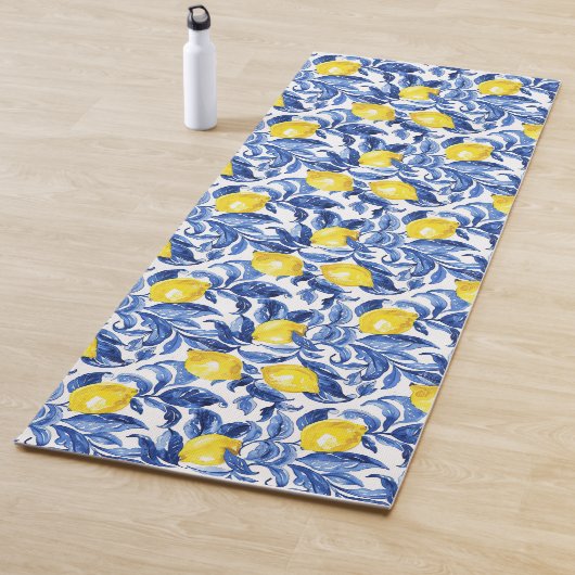Blaue Aquarell-Limonen-Muster Yogamatte (Beispiel)