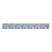 Blaue Aquarell-Limonen-Musterband Satinband (Vorderseite)