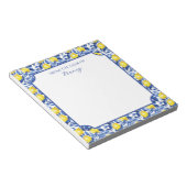 Blaue Aquarell-Limonen-Mustername Notizblock (angewinkelt)