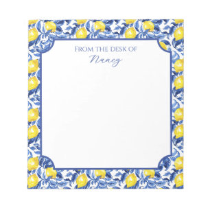 Blaue Aquarell-Limonen-Mustername Notizblock