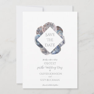 Blaue Aquarell-Meeresschnecken-Hochzeitseinladungs Einladung