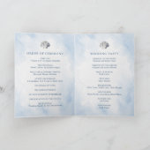 Blaue Aquarell-Meeresschnecken-Strandhochzeit Programm (Innenseite)