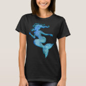 Blaue Aquarell-Meerjungfrau T-Shirt (Vorderseite)