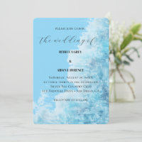 Blaue Aquarell-Moderne Hochzeitseinladung