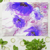 Blaue Aquarell-Mohnblumen Handtuch (Gefaltet)