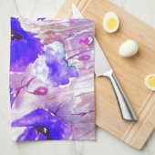 Blaue Aquarell-Mohnblumen Handtuch (Viertel Falte)
