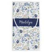 Blaue Aquarell-Monogramm-Wildblume Kleine Geschenktüte (Rückseite)