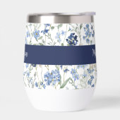 Blaue Aquarell-Monogramm-Wildblume Name (Links)