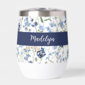 Blaue Aquarell-Monogramm-Wildblume Name (Vorderseite)