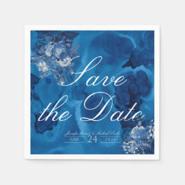 Blaue Aquarell-Navy-Rosen Hochzeitsblumen Serviette