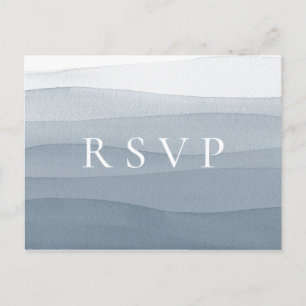 Blaue Aquarell-Ombre-Hochzeits-RSVP-Songwunsch Einladungspostkarte