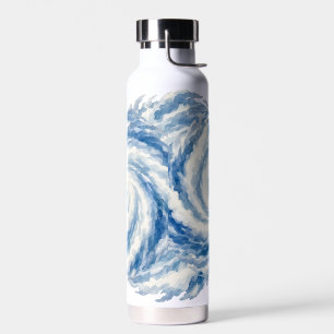 Blaue Aquarell-Ozean-Sturm-Swirle – Abstrakt Trinkflasche