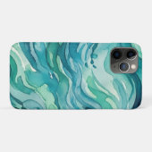 Blaue Aquarell-Ozeanwellen Case-Mate iPhone Hülle (Rückseite (Horizontal))