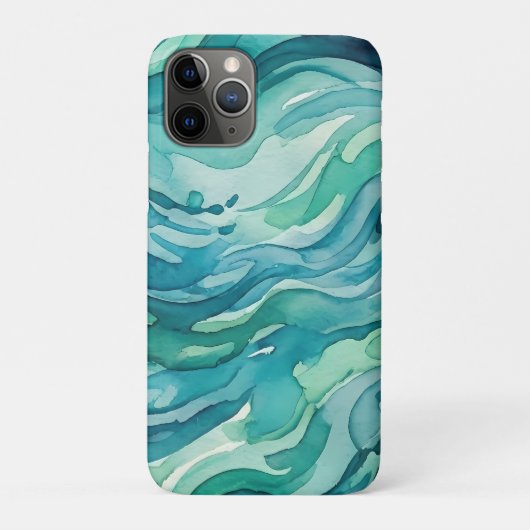 Blaue Aquarell-Ozeanwellen Case-Mate iPhone Hülle (Rückseite)