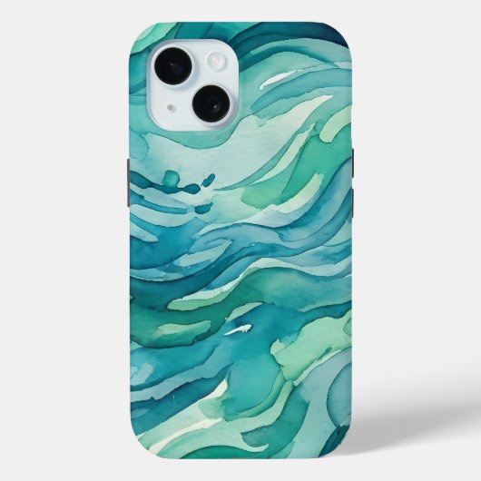 Blaue Aquarell-Ozeanwellen Case-Mate iPhone Hülle (Rückseite)