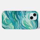 Blaue Aquarell-Ozeanwellen Case-Mate iPhone Hülle (Rückseite (Horizontal))
