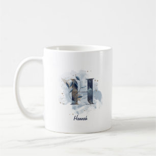 Blaue Aquarell-personalisierte Namensbuchstabe Ini Kaffeetasse