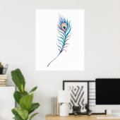 Blaue Aquarell-Pfauenfeder Poster (Heimbüro)