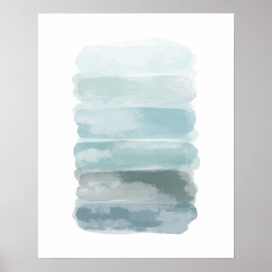 Blaue Aquarell-Pinselstriche Poster