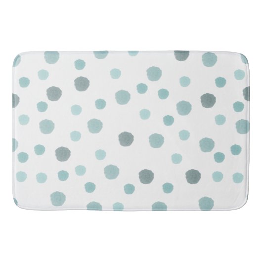 Blaue Aquarell-Punkte Badematte (Vorderseite)