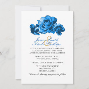 Blaue Aquarell-Rosen elegante Hochzeitseinladungen Einladung