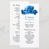 Blaue Aquarell-Rosen Elegantes Hochzeitsprogramm Programm (Vorne/Hinten)
