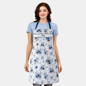 Blaue Aquarell-Rosen Schürze (Getragen)