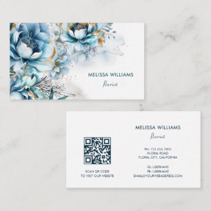 Blaue Aquarell-Rosen Visitenkarte