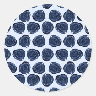 Blaue Aquarell-Rosenreben Cottage Chic Hochzeit Runder Aufkleber