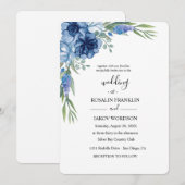 blaue Aquarell-Rustical-Hochzeit Einladung (Vorne/Hinten)