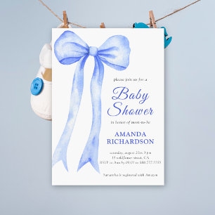 Blaue Aquarell-Schlinge-Jungen-Baby-Party Einladung