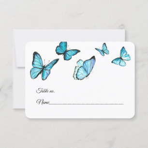Blaue Aquarell-Schmetterling-Hochzeitstisch-Platzk RSVP Karte