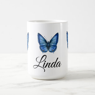 Blaue Aquarell Schmetterling Kaffeegenüsse Tasse