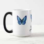 Blaue Aquarell Schmetterling Kaffeegenüsse Tasse (Links)